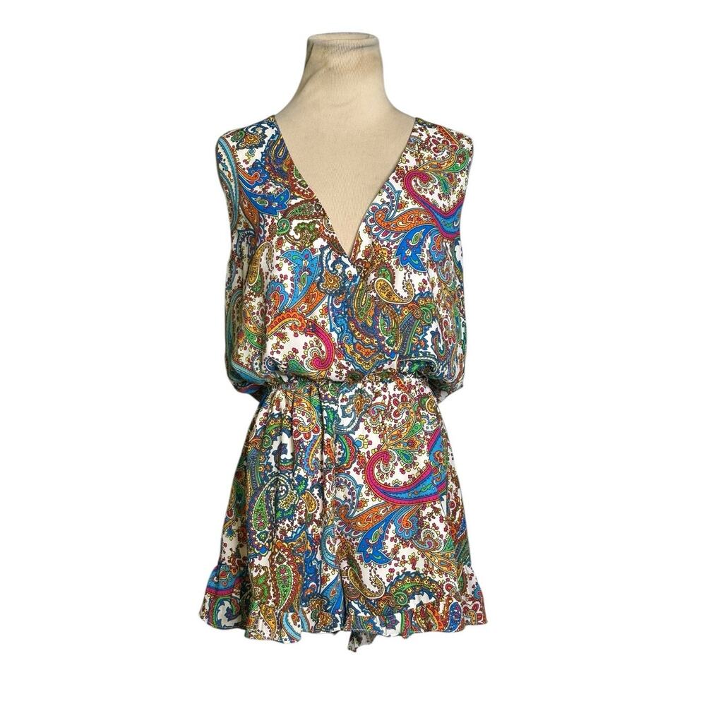 Show Me Your Mumu colorful paisley print romper size Large